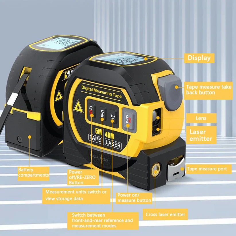 π―3-in-1 Infrared Laser Tape Measure β Measure Smarter, Faster, & More Accurately! π― - Image 3