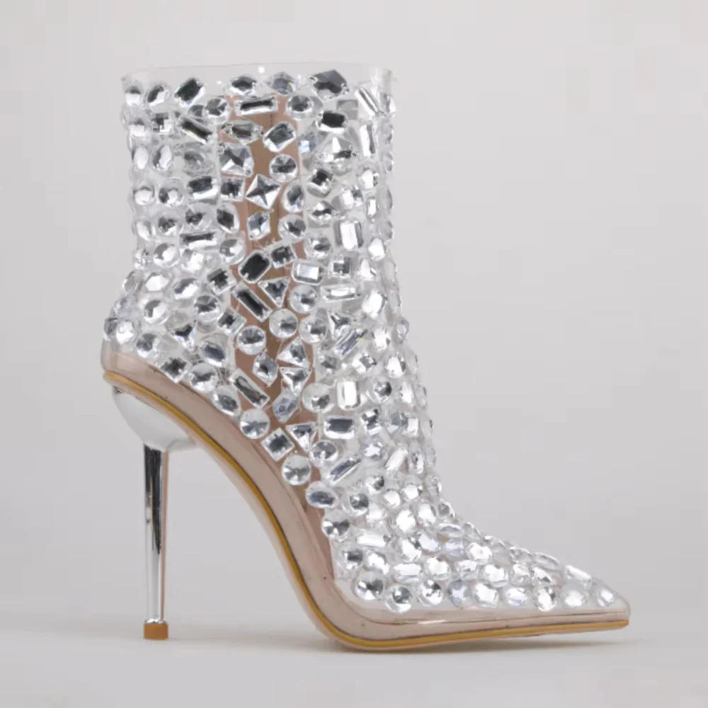 ✨ Sparkle Clear Crystal Chunky Heeled Boots – Trendy & Nifty Footwear (+Free Gift Included) - Image 2