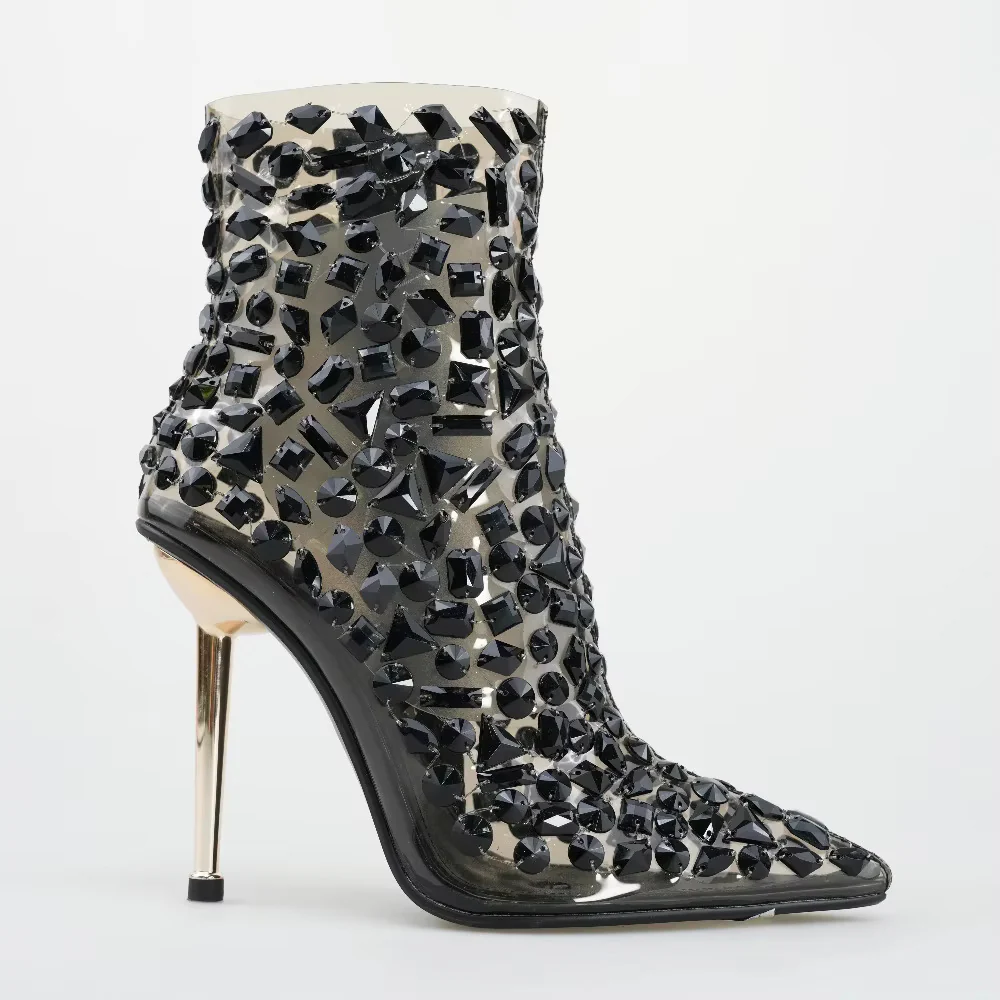 ✨ Sparkle Clear Crystal Chunky Heeled Boots – Trendy & Nifty Footwear (+Free Gift Included) - Image 4