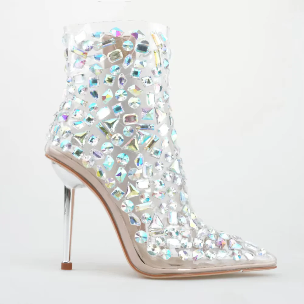 ✨ Sparkle Clear Crystal Chunky Heeled Boots – Trendy & Nifty Footwear (+Free Gift Included) - Image 5