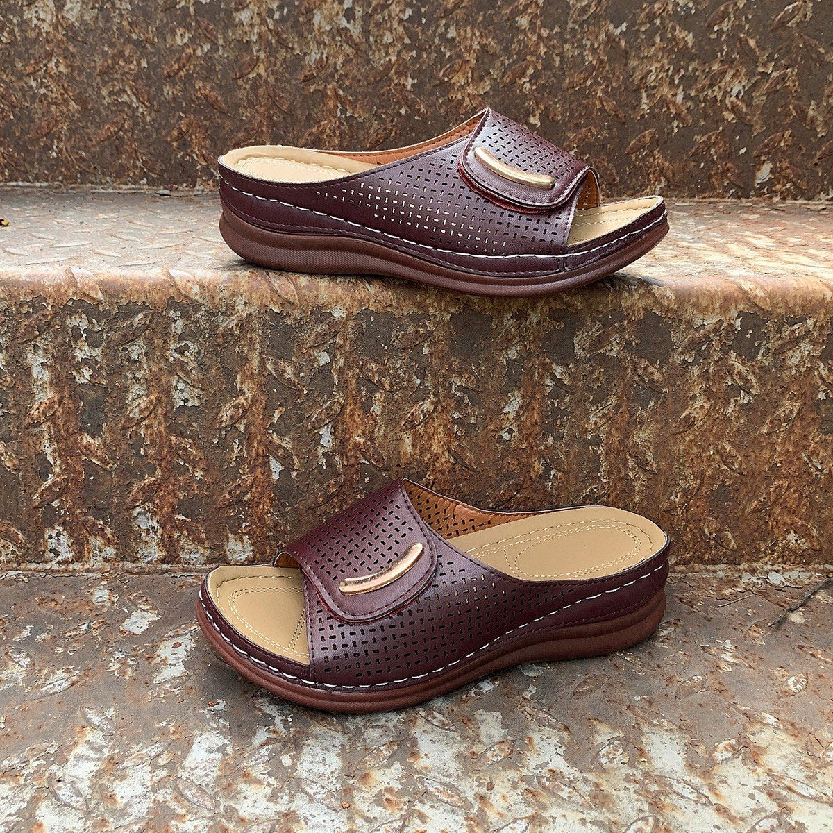 🔥60% OFF — Peep Toe Hollow Out Orthopedic Slippers - Image 5