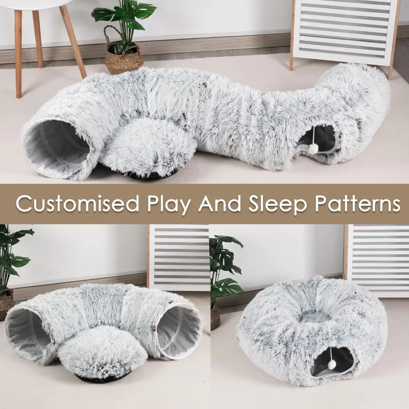 Create the Perfect Hideout for Your Furry Friends with the CozyCat™ Tunnel Bed - Image 3