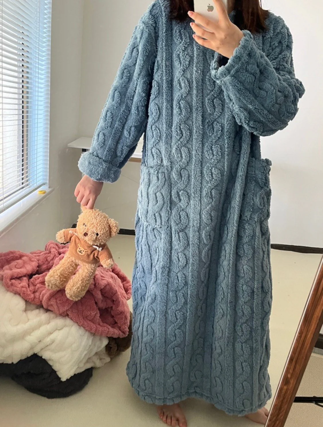 Felicia Winter Women’s Coral Fleece Cozy Robe Dress - Image 10