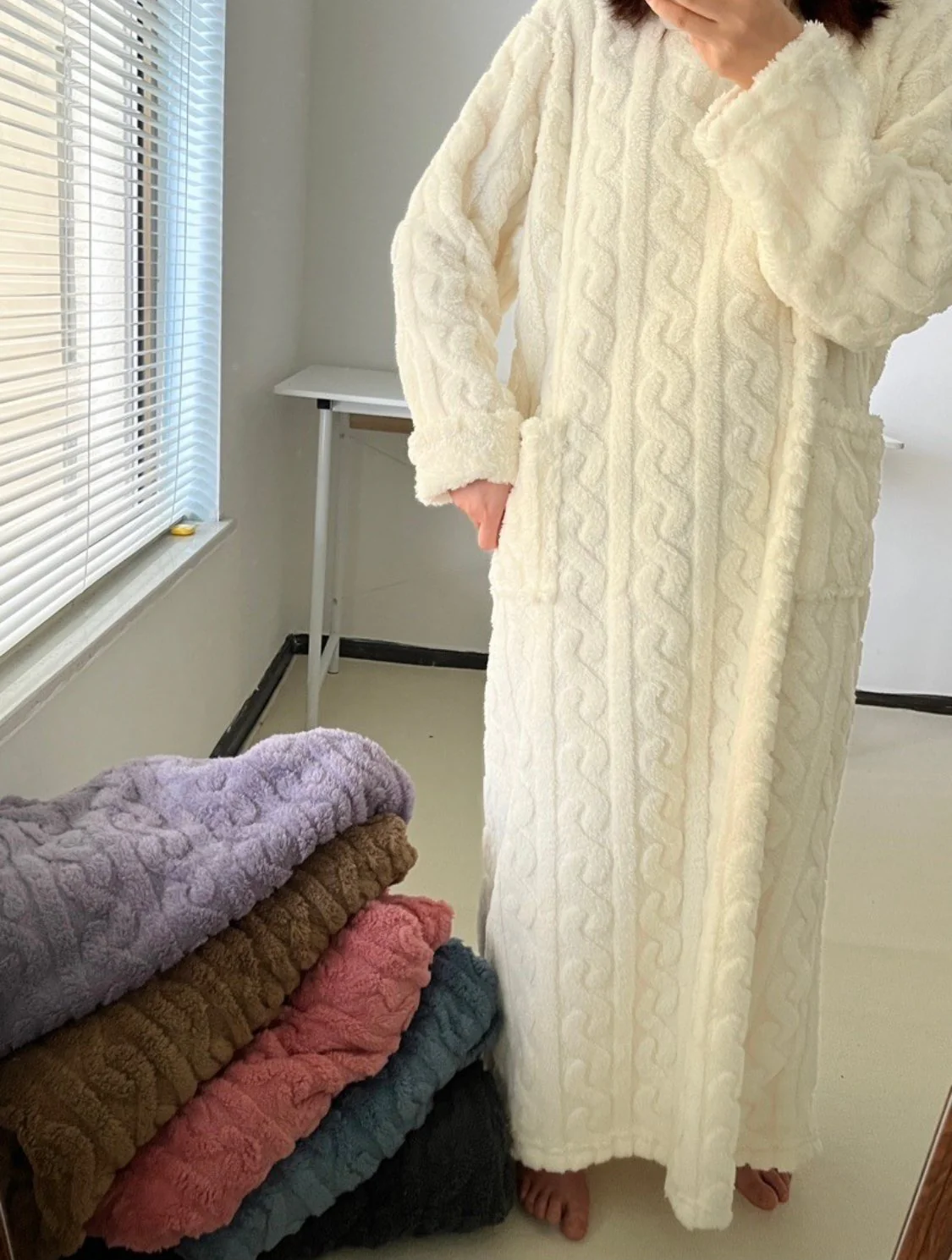Felicia Winter Women’s Coral Fleece Cozy Robe Dress - Image 12