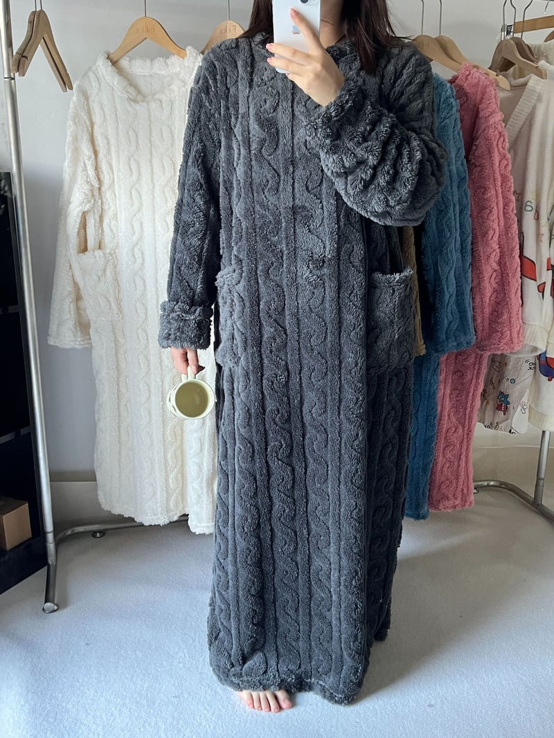 Felicia Winter Women’s Coral Fleece Cozy Robe Dress - Image 3