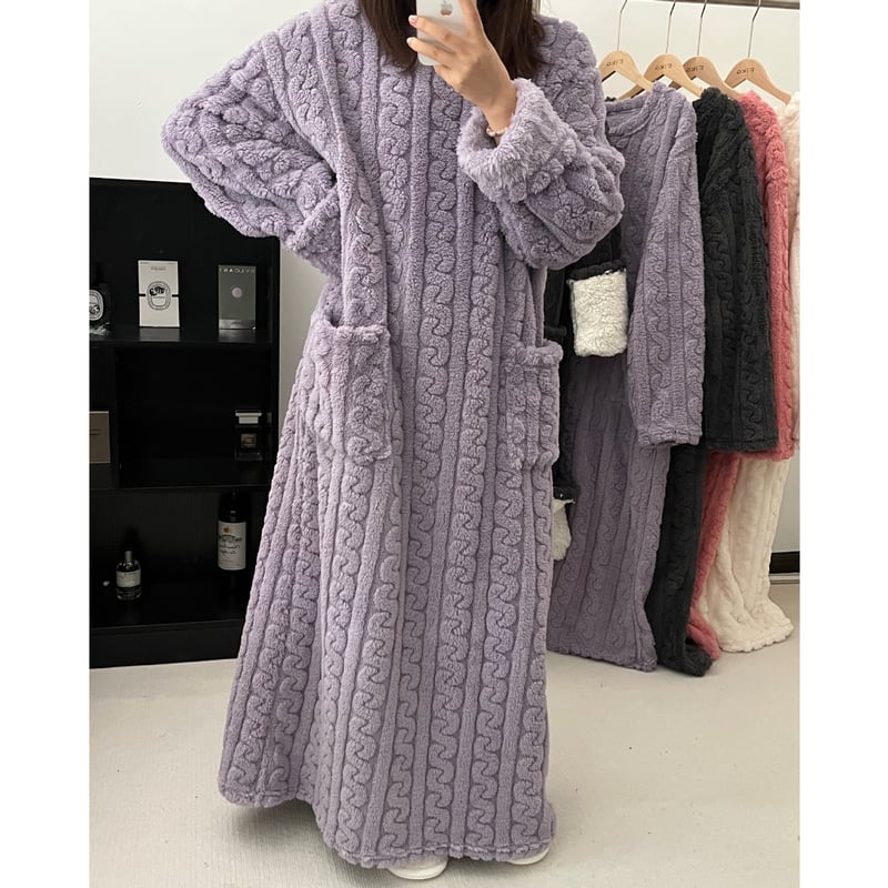 Felicia Winter Women’s Coral Fleece Cozy Robe Dress - Image 5