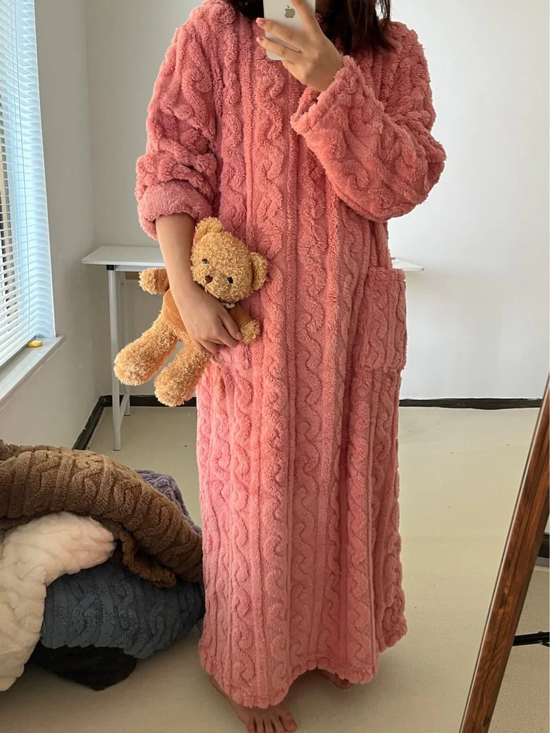 Felicia Winter Women’s Coral Fleece Cozy Robe Dress - Image 7
