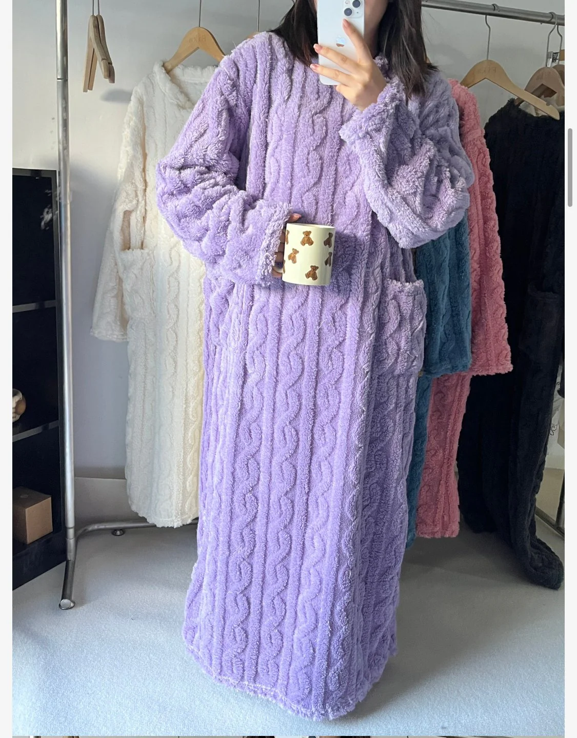 Felicia Winter Women’s Coral Fleece Cozy Robe Dress - Image 9