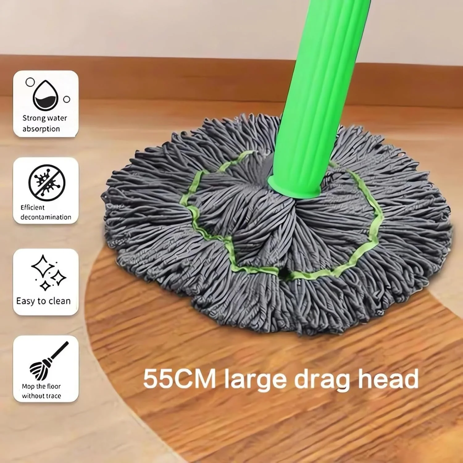 🧹 Hand Wash-Free Self-Twisting Rotating Mop for Dry and Wet Use - Image 2