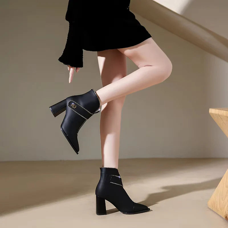 High-Quality Women's Zip Ankle Boots with Metal Decoration (+Free Gift Included) - Image 2