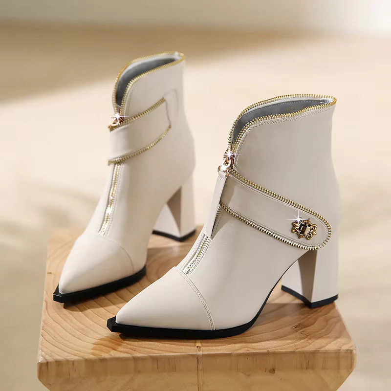 High-Quality Women's Zip Ankle Boots with Metal Decoration (+Free Gift Included) - Image 7