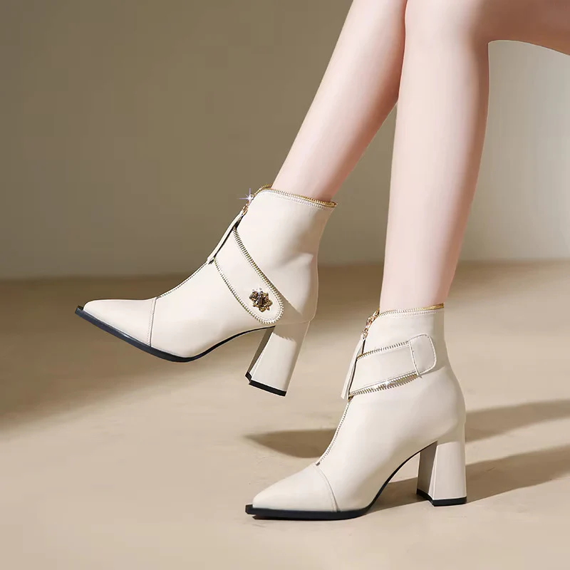 High-Quality Women's Zip Ankle Boots with Metal Decoration (+Free Gift Included) - Image 8