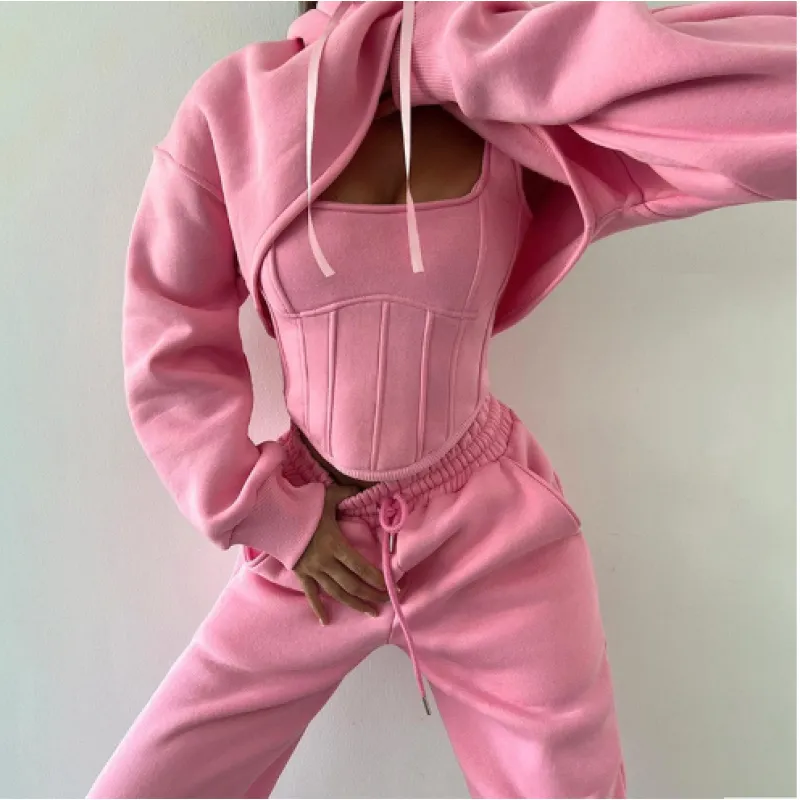 Stay Comfortable and Stylish with the TrendyFit™ Three-Piece Lounge Set - Image 3