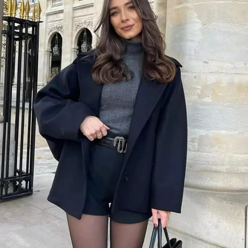 Women’s Elegant Batwing Sleeve Coat with Pockets - Image 3