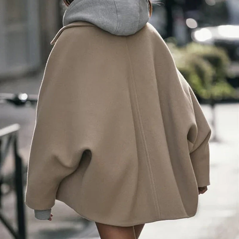 Women’s Elegant Batwing Sleeve Coat with Pockets - Image 7