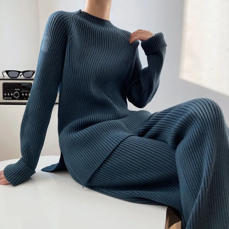 Women’s Two-Piece Knitted Set – Wide-Leg Pants and Sweater Top - Image 2