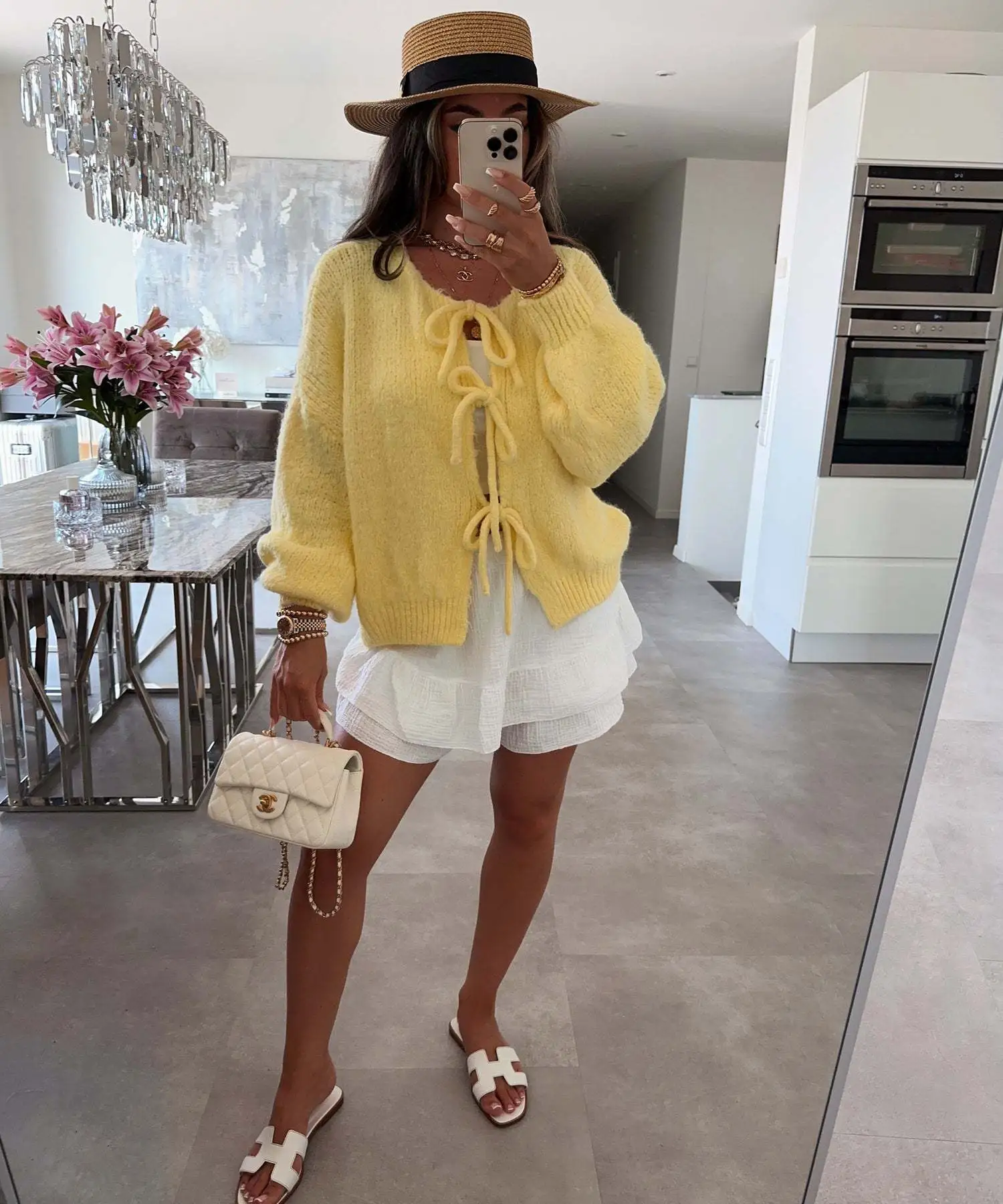 Women's Casual Knitted Bow Lace-Up Cardigan – Slim-Fit Hollow Out Pullover Sweater - Image 3