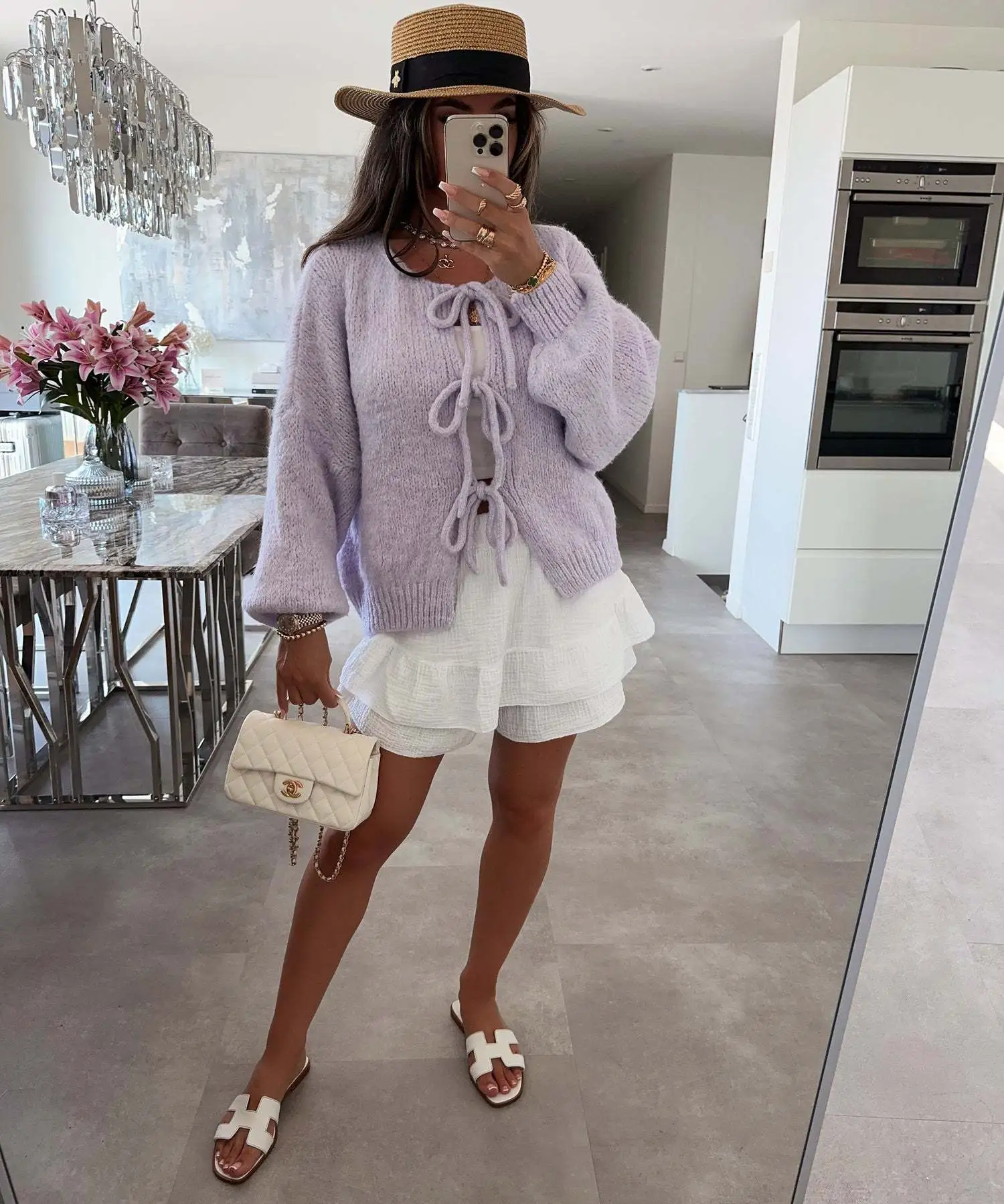 Women's Casual Knitted Bow Lace-Up Cardigan – Slim-Fit Hollow Out Pullover Sweater - Image 7