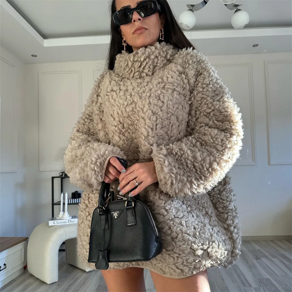 Women's Fashion Loose Lamb Wool Coat – Cozy Relaxed-Fit Jacket for Casual Elegance - Image 3